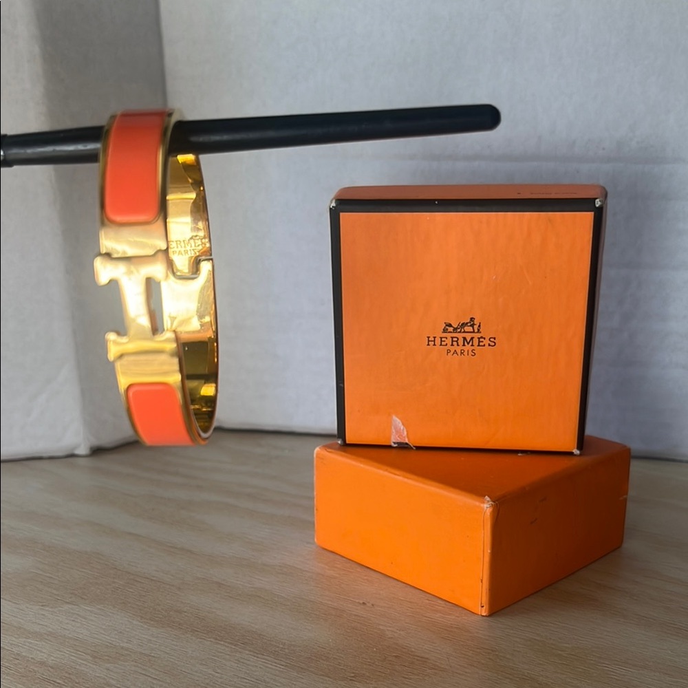 Hermès Orange and Gold Watch